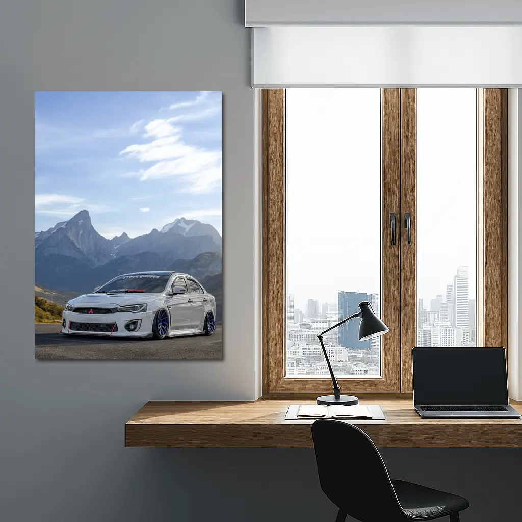 Mitsubishi Lancer Evolution Mountain Road Scene – Wall Art
