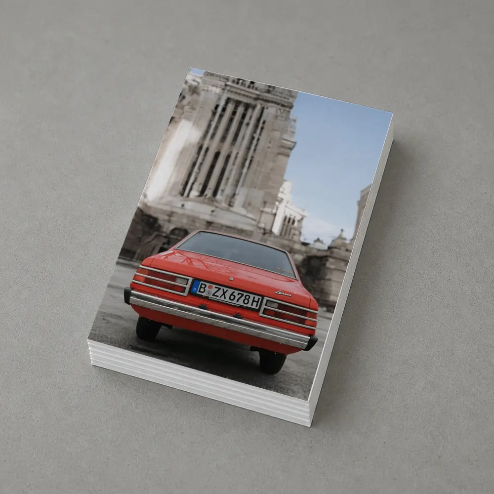 Mitsubishi Lancer Classic Red Old Town Street – Postcards