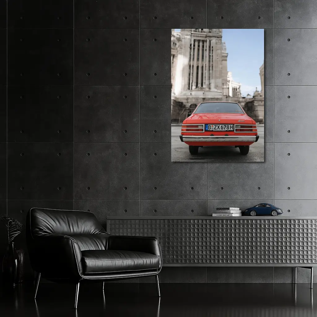 Mitsubishi Lancer Classic Red Old Town Street – Wall Art