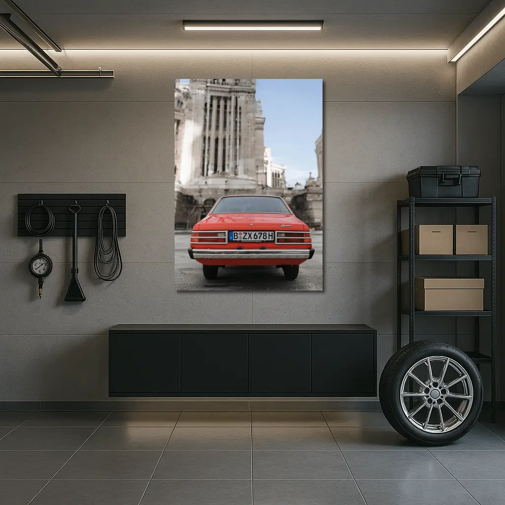 Mitsubishi Lancer Classic Red Old Town Street – Wall Art