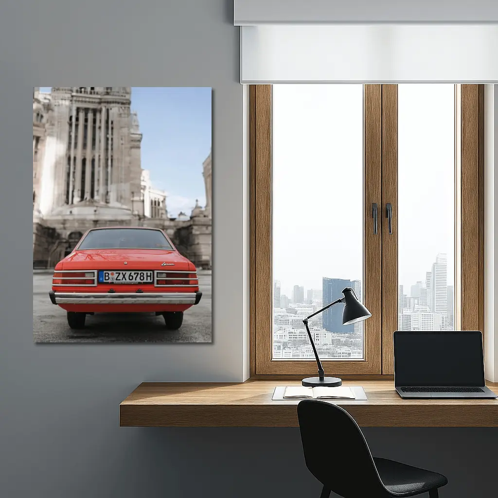 Mitsubishi Lancer Classic Red Old Town Street – Wall Art