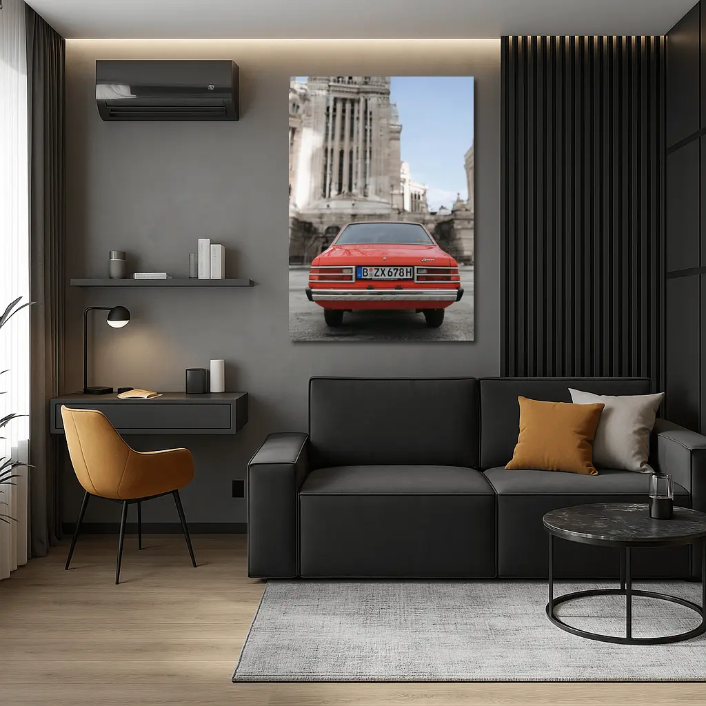 Mitsubishi Lancer Classic Red Old Town Street – Wall Art