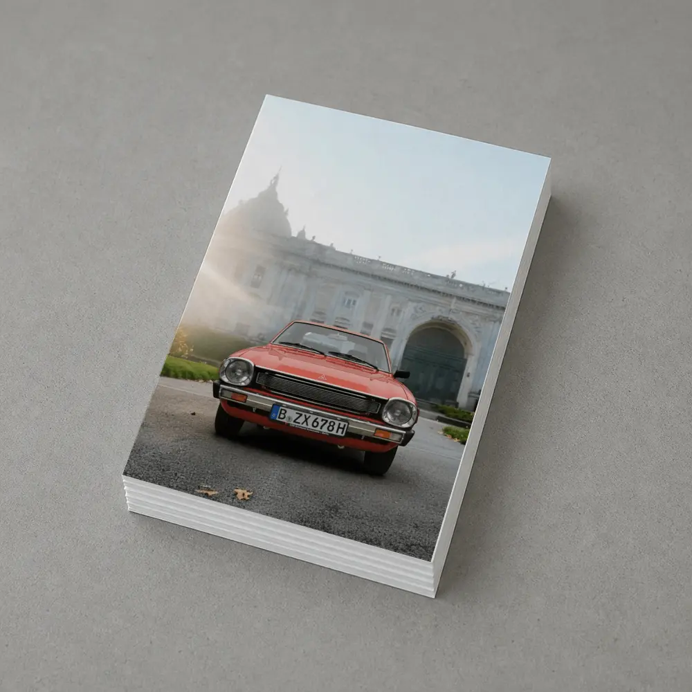 Mitsubishi Lancer Red Classic Car European Palace – Postcards