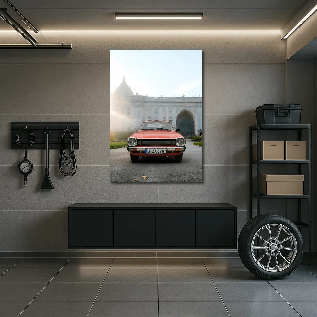 Mitsubishi Lancer Red Classic Car European Palace – Wall Art