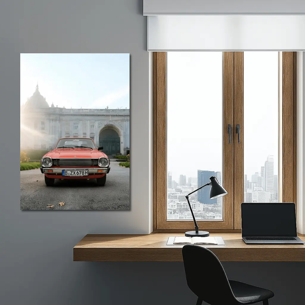 Mitsubishi Lancer Red Classic Car European Palace – Wall Art