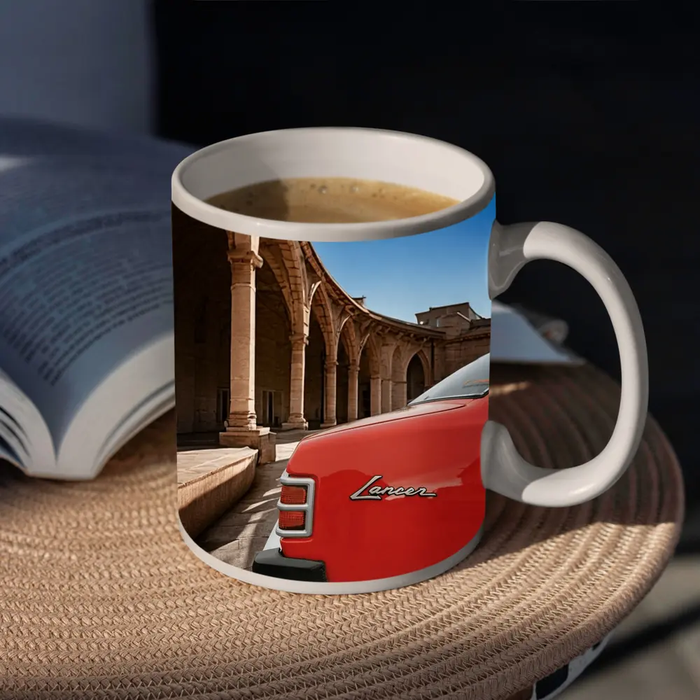 Mitsubishi Lancer Red Classic Car Old Town – Mugs