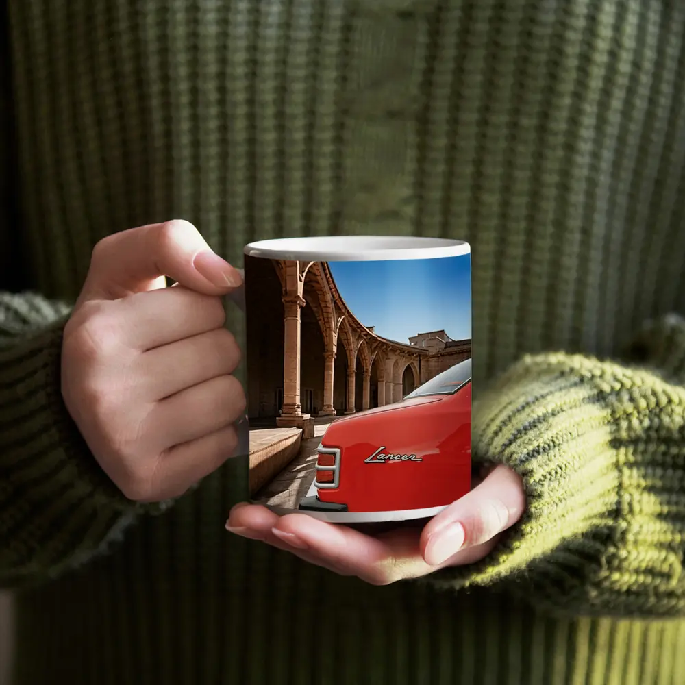 Mitsubishi Lancer Red Classic Car Old Town – Mugs