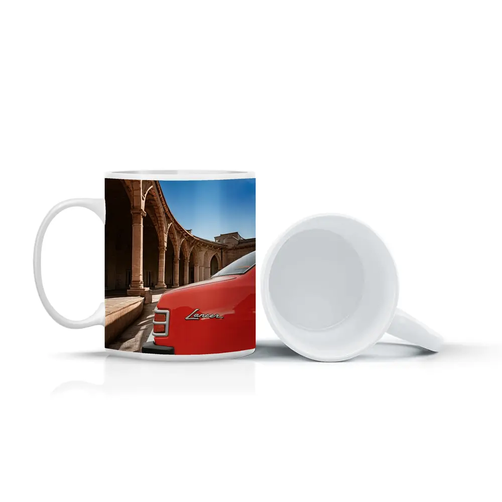 Mitsubishi Lancer Red Classic Car Old Town – Mugs