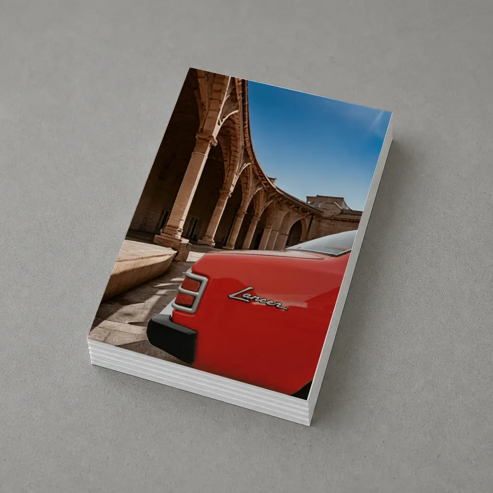 Mitsubishi Lancer Red Classic Car Old Town – Postcards