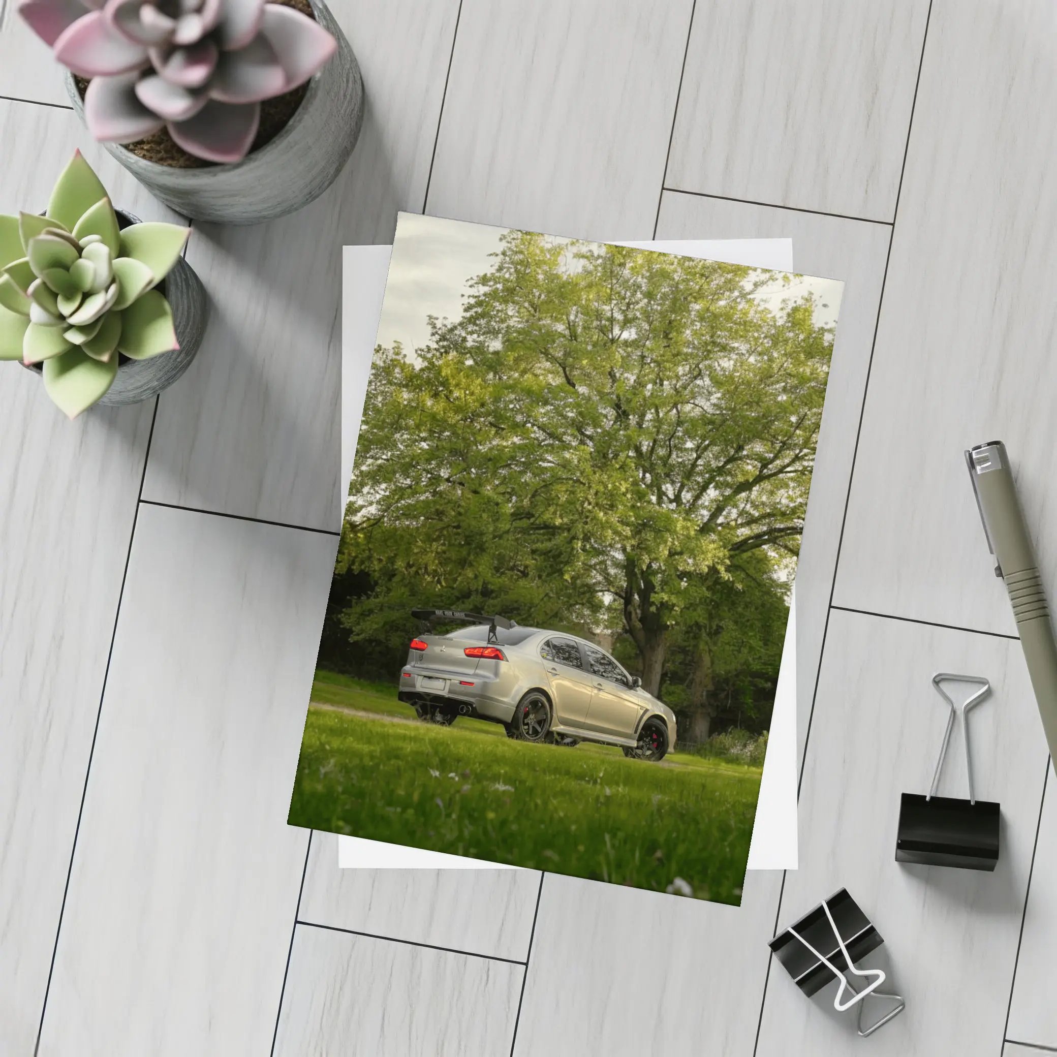Mitsubishi Lancer Evolution Silver Park Setting – Postcards