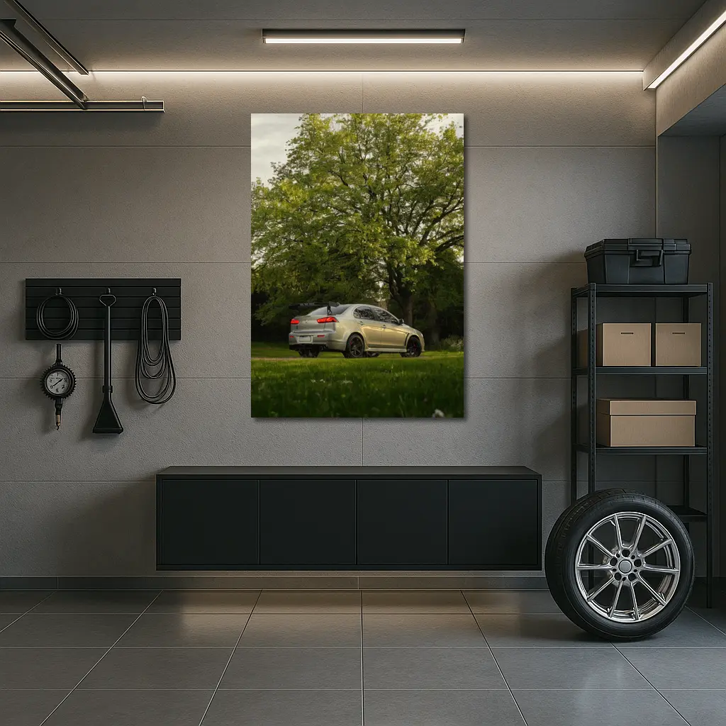 Mitsubishi Lancer Evolution Silver Park Setting – Wall Art