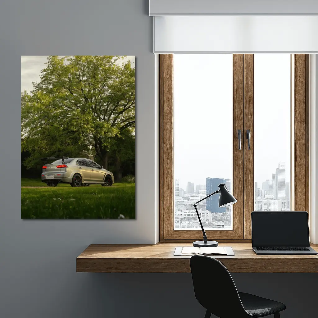 Mitsubishi Lancer Evolution Silver Park Setting – Wall Art