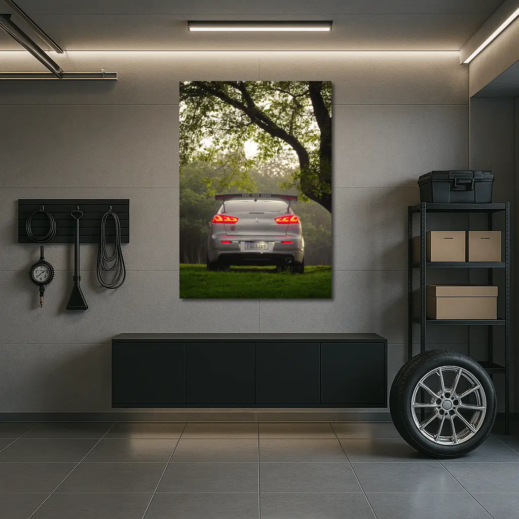 Mitsubishi Lancer Rear View Misty Park – Wall Art