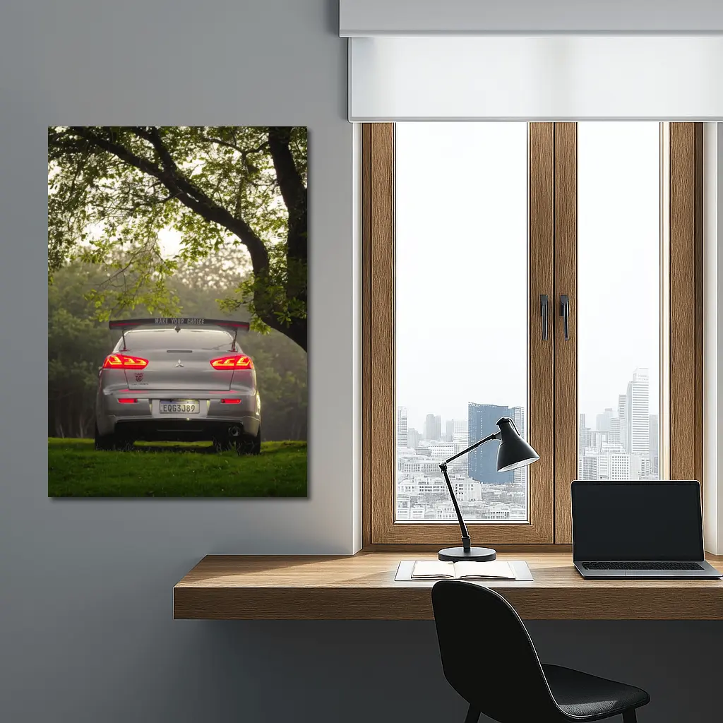 Mitsubishi Lancer Rear View Misty Park – Wall Art