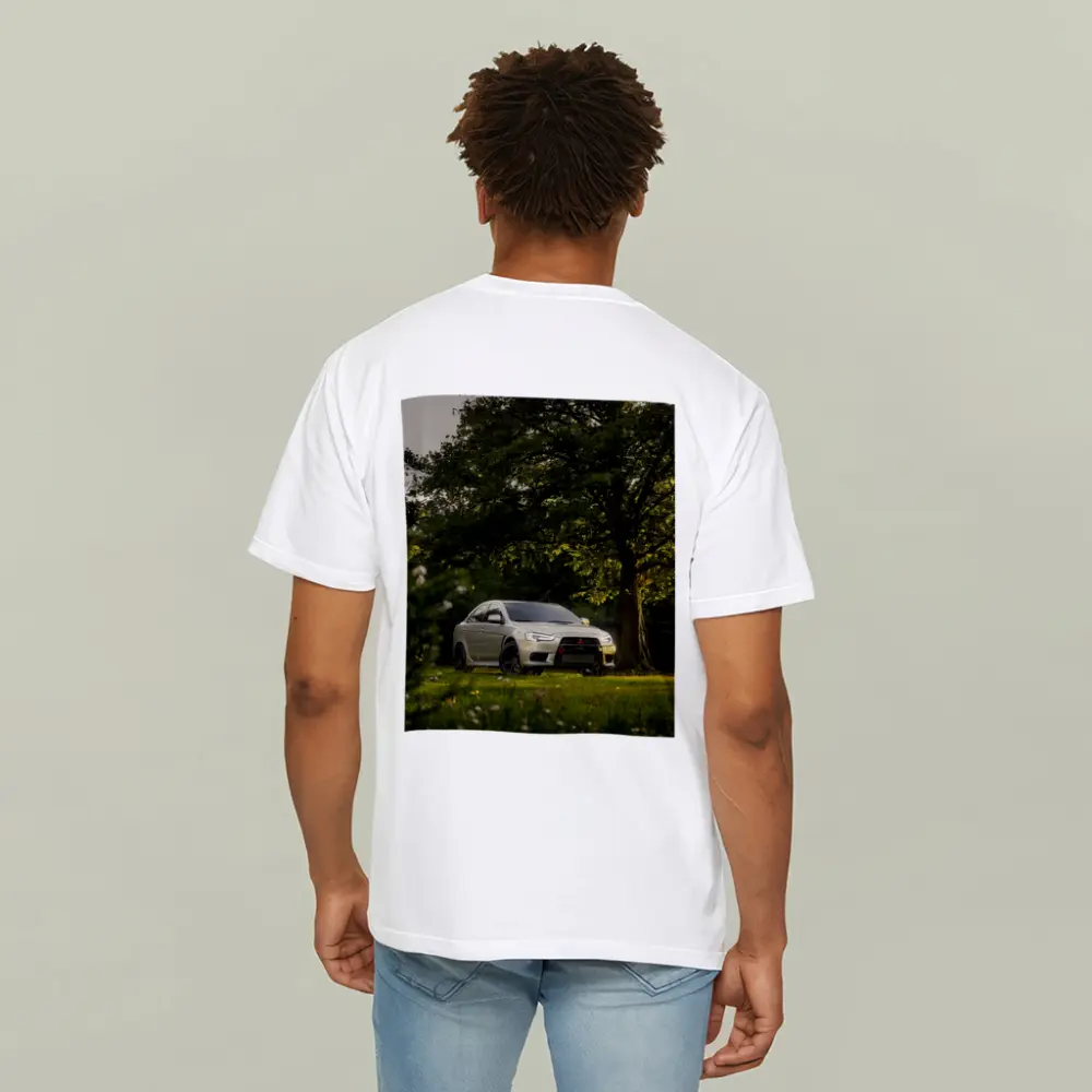 Mitsubishi Lancer Evolution Parked Under Green Trees – T-Shirts