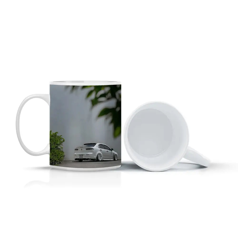 Mitsubishi Lancer White Stance Street Parking – Mugs