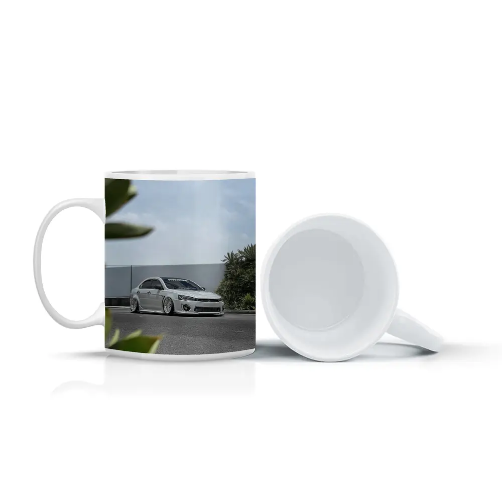 Mitsubishi Lancer Bagged White Stance Street – Mugs