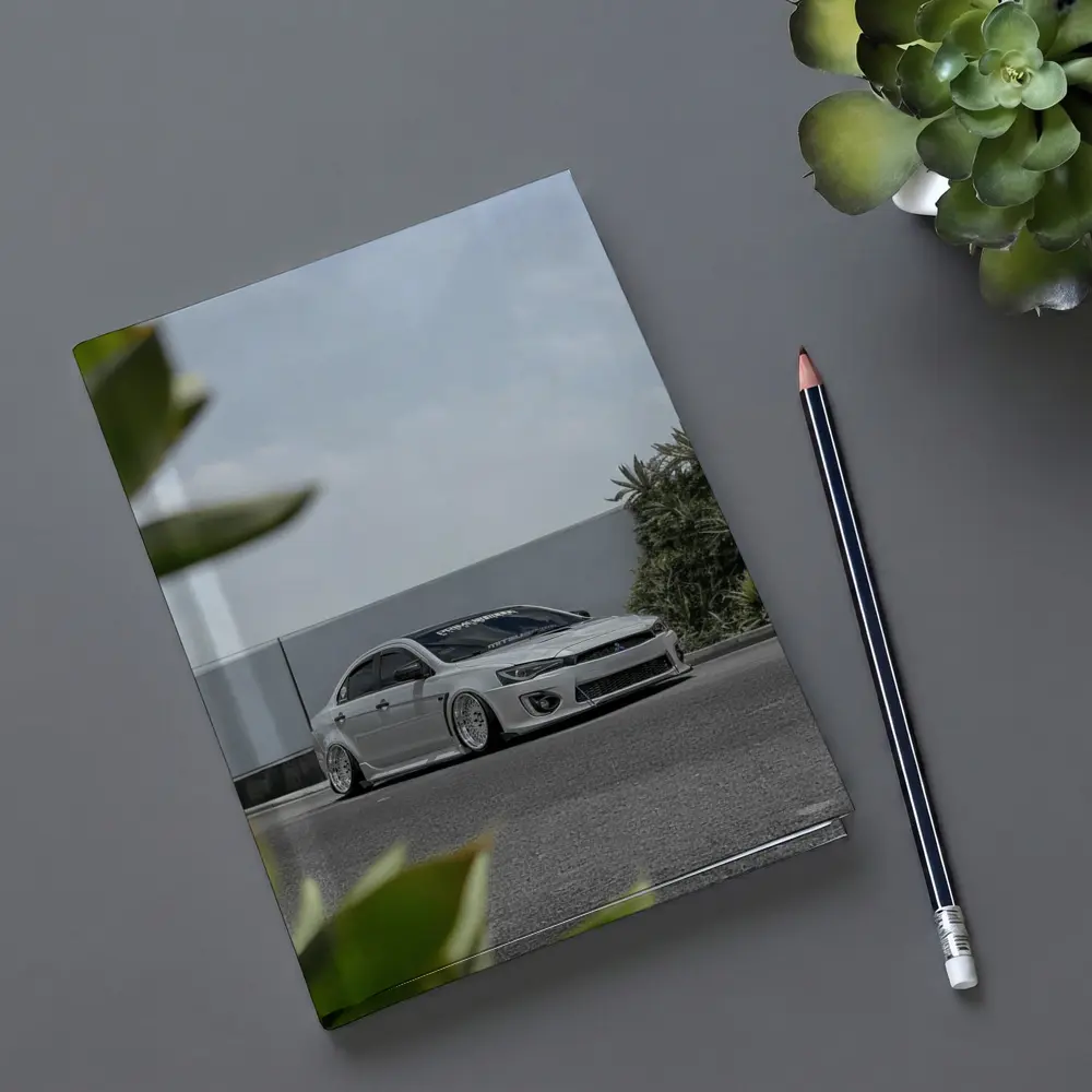 Mitsubishi Lancer Bagged White Stance Street – Notebooks