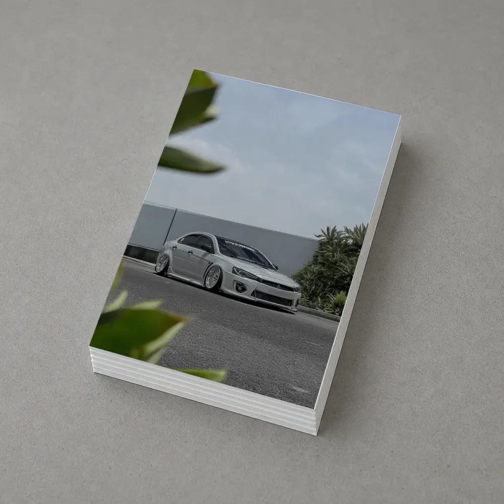 Mitsubishi Lancer Bagged White Stance Street – Postcards