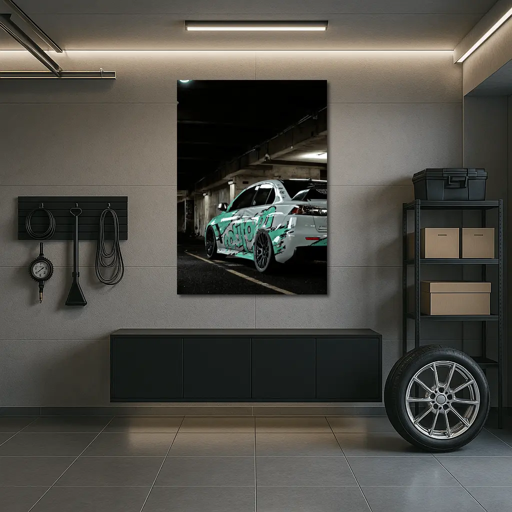 Mitsubishi Lancer Graffiti Wrap Underground Parking – Wall Art