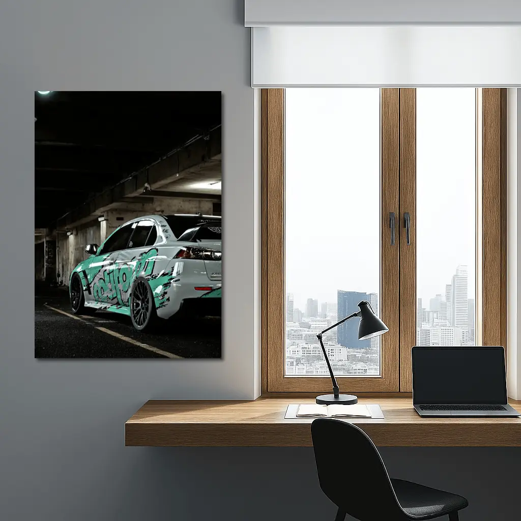 Mitsubishi Lancer Graffiti Wrap Underground Parking – Wall Art