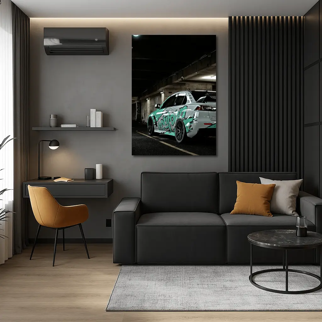 Mitsubishi Lancer Graffiti Wrap Underground Parking – Wall Art