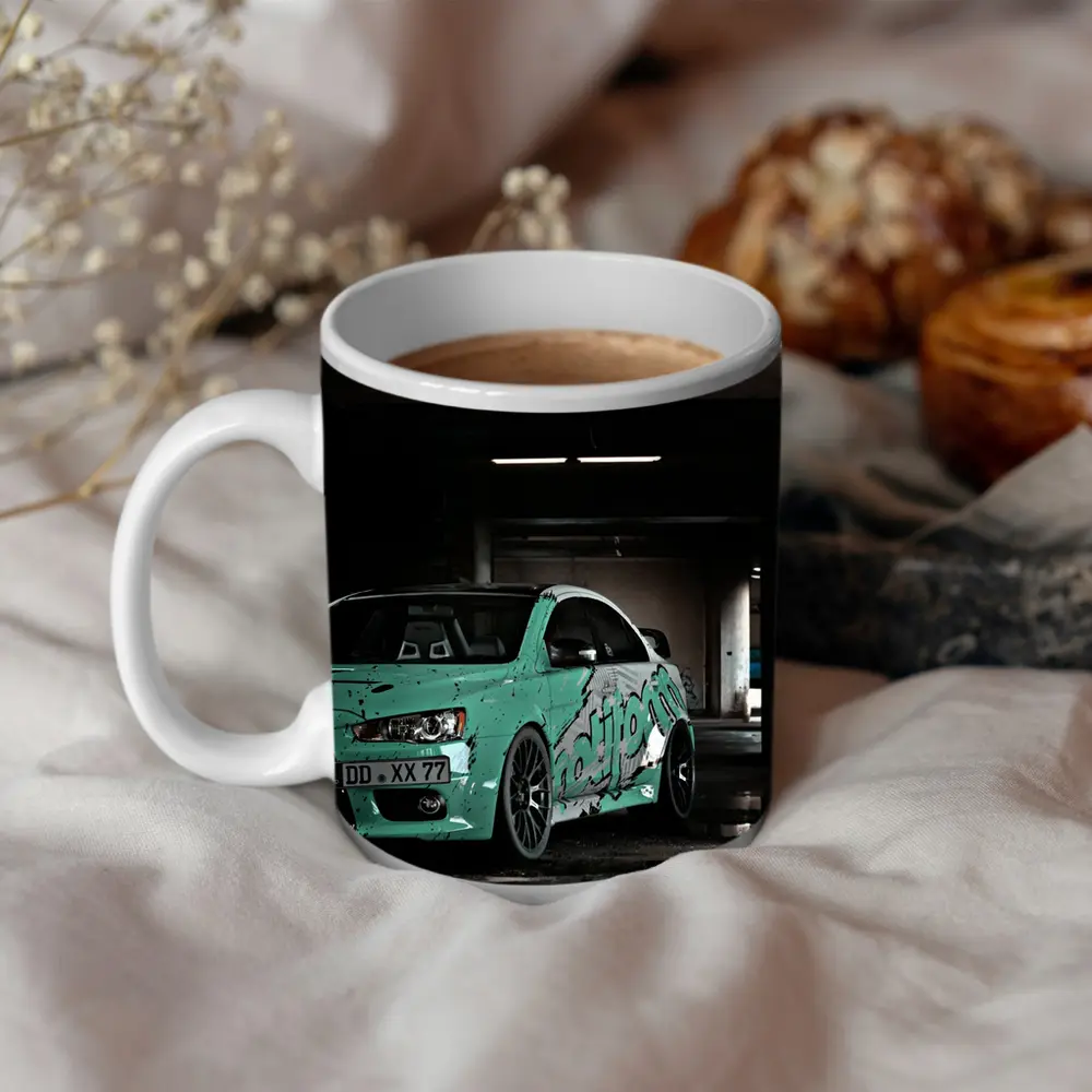 Mitsubishi Lancer Evo Teal Wrap Parking Garage – Mugs