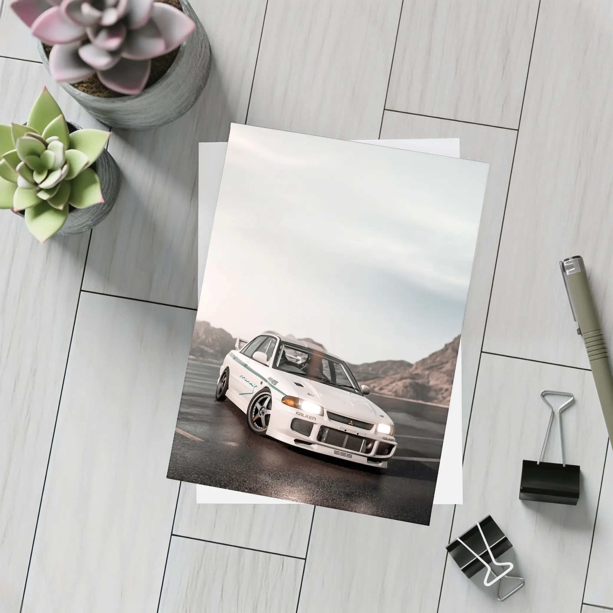 Mitsubishi Lancer Evolution White Mountain Road – Postcards