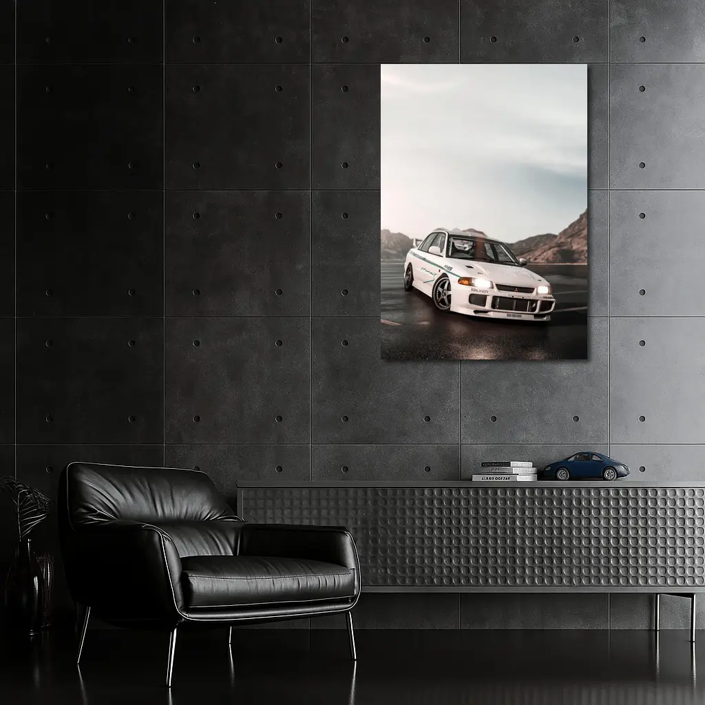 Mitsubishi Lancer Evolution White Mountain Road – Wall Art