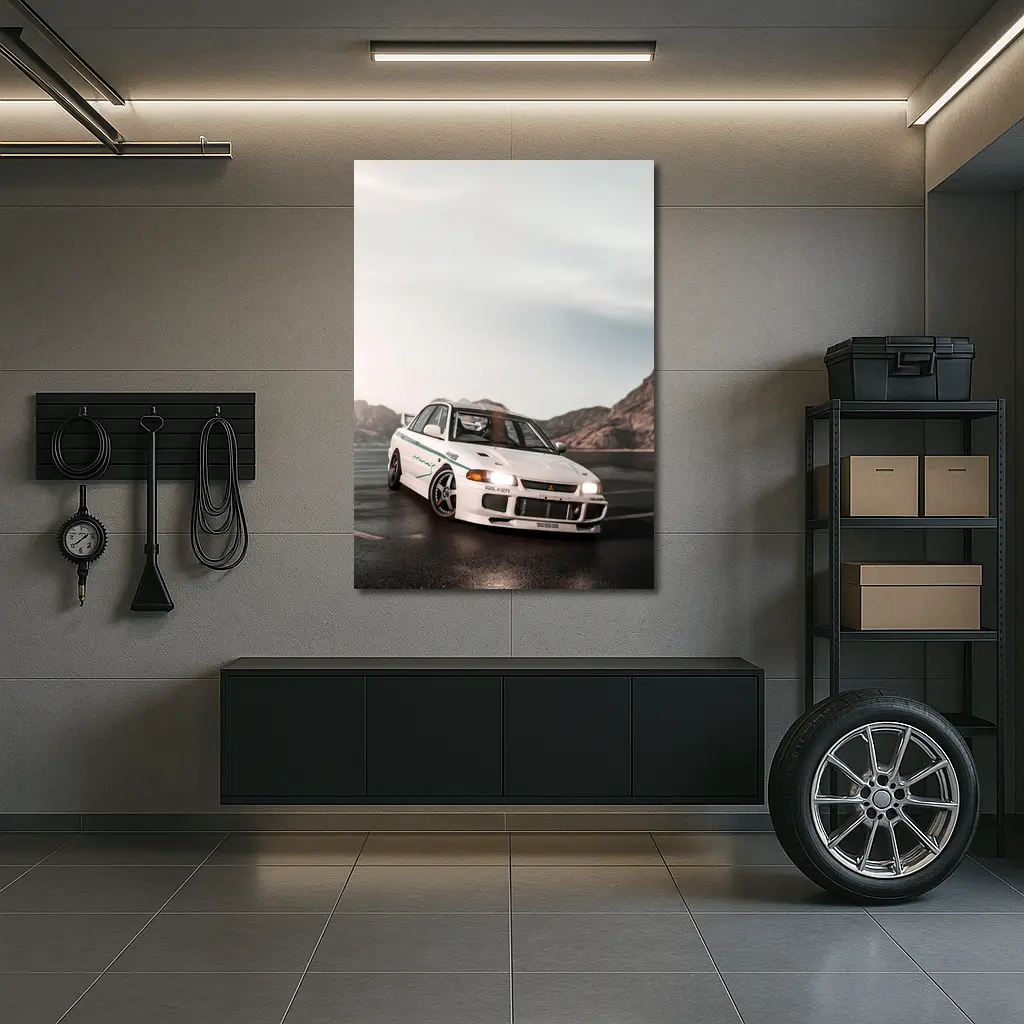 Mitsubishi Lancer Evolution White Mountain Road – Wall Art