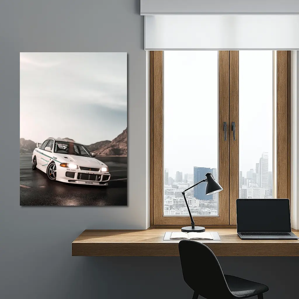 Mitsubishi Lancer Evolution White Mountain Road – Wall Art