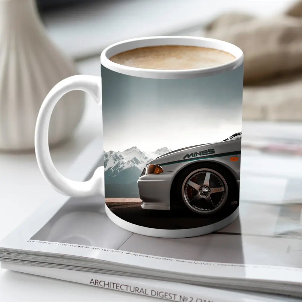 Mitsubishi Lancer Evolution Mountains Gray Sky – Mugs