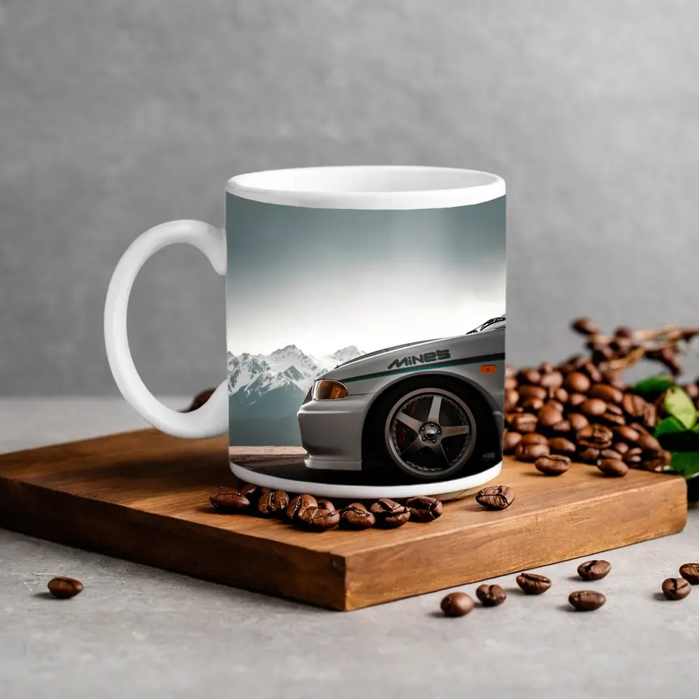 Mitsubishi Lancer Evolution Mountains Gray Sky – Mugs