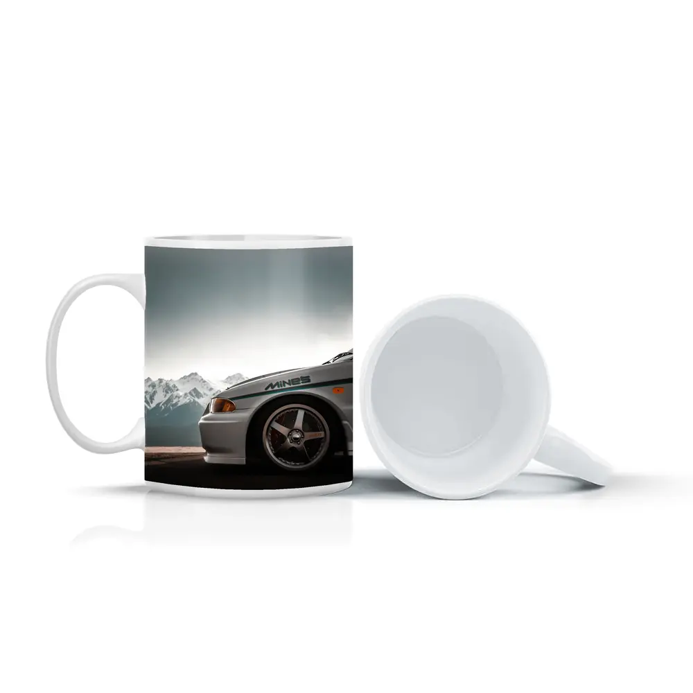 Mitsubishi Lancer Evolution Mountains Gray Sky – Mugs