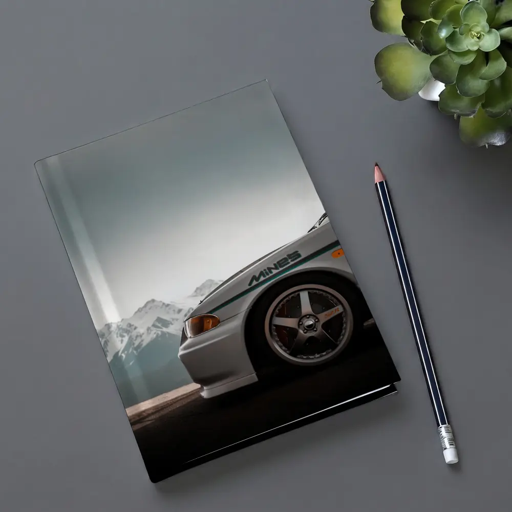 Mitsubishi Lancer Evolution Mountains Gray Sky – Notebooks