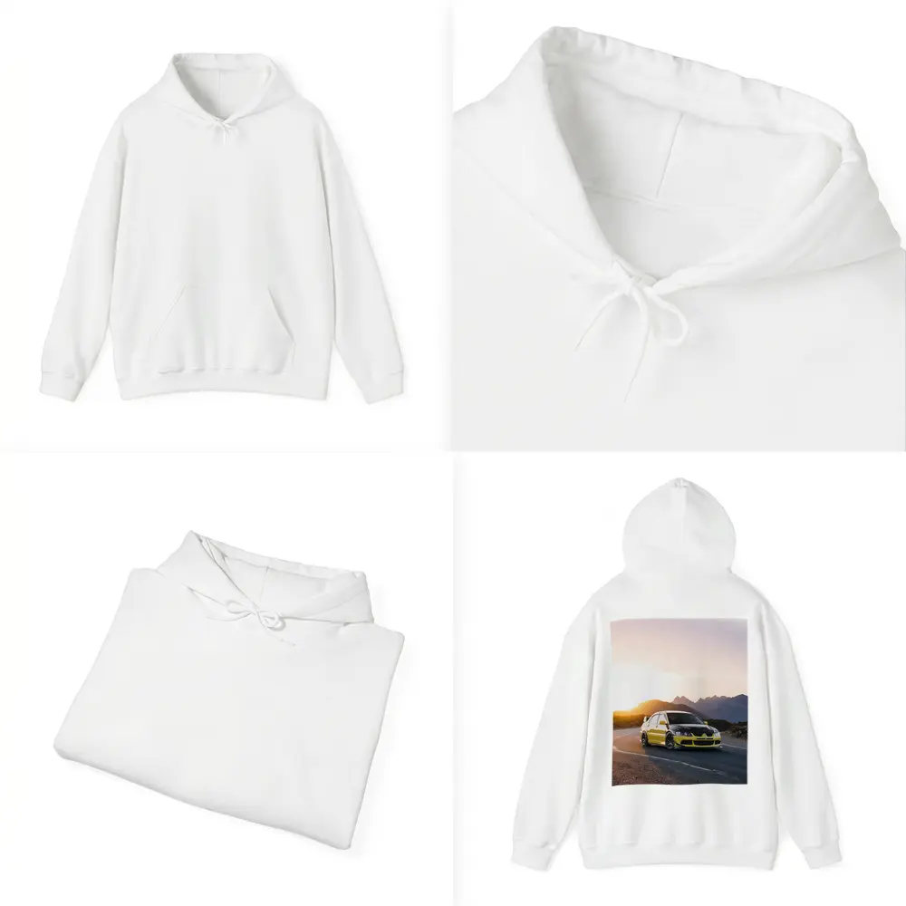Mitsubishi Lancer Evolution Yellow Mountain Sunset Road – Hoodies