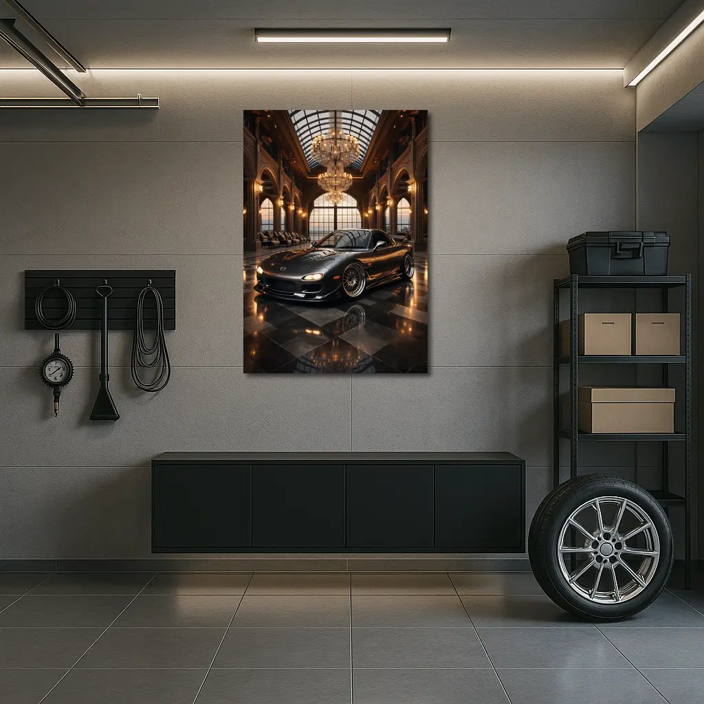 Mitsubishi Lancer Evolution Yellow Mountain Sunset Road – Wall Art