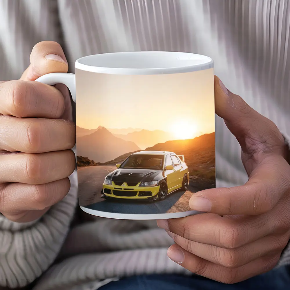 Mitsubishi Lancer Evolution Mountain Sunset Road – Mugs