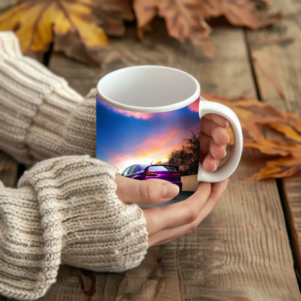 Mitsubishi Lancer Evolution Purple Sunset Sky – Mugs