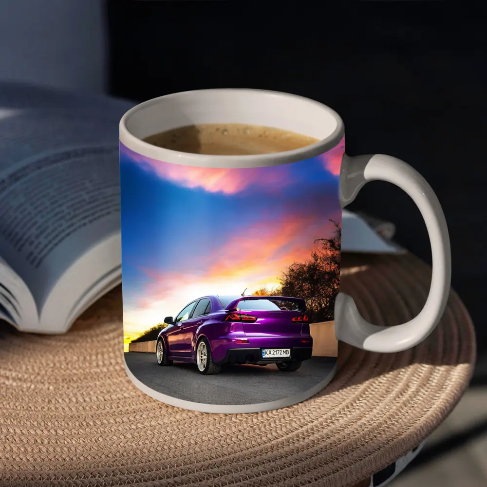 Mitsubishi Lancer Evolution Purple Sunset Sky – Mugs
