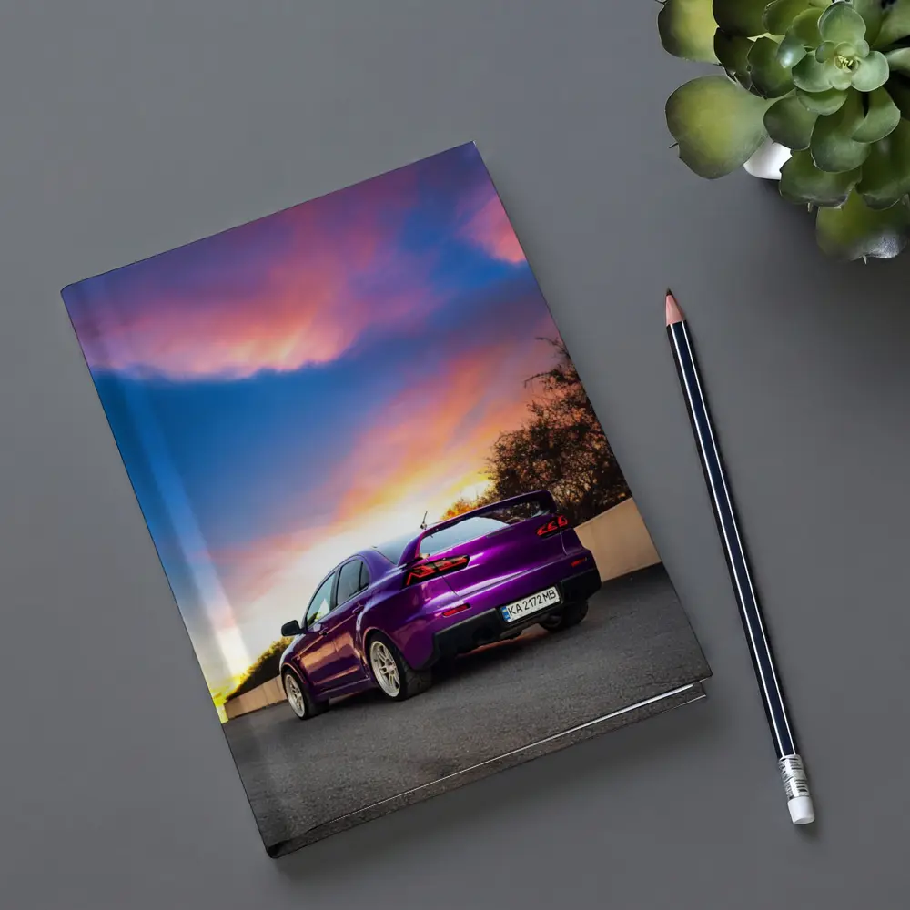 Mitsubishi Lancer Evolution Purple Sunset Sky – Notebooks