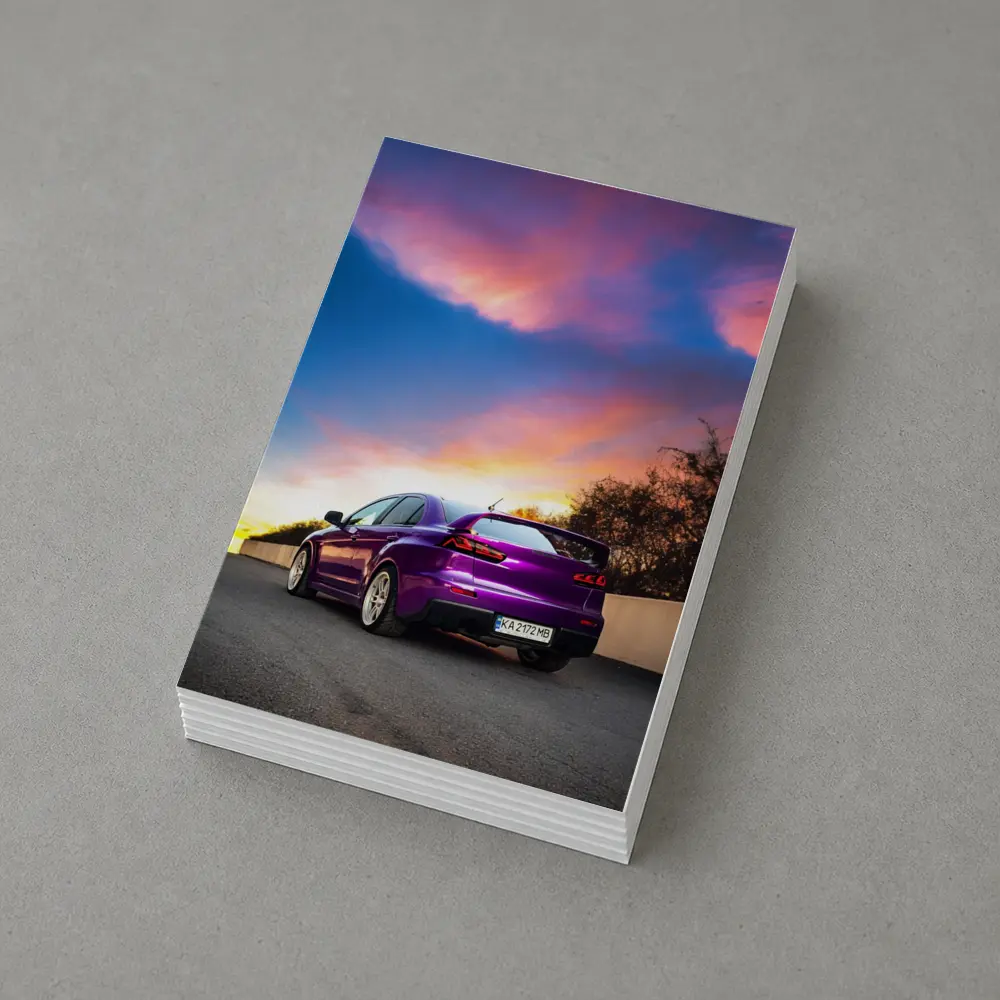 Mitsubishi Lancer Evolution Purple Sunset Sky – Postcards