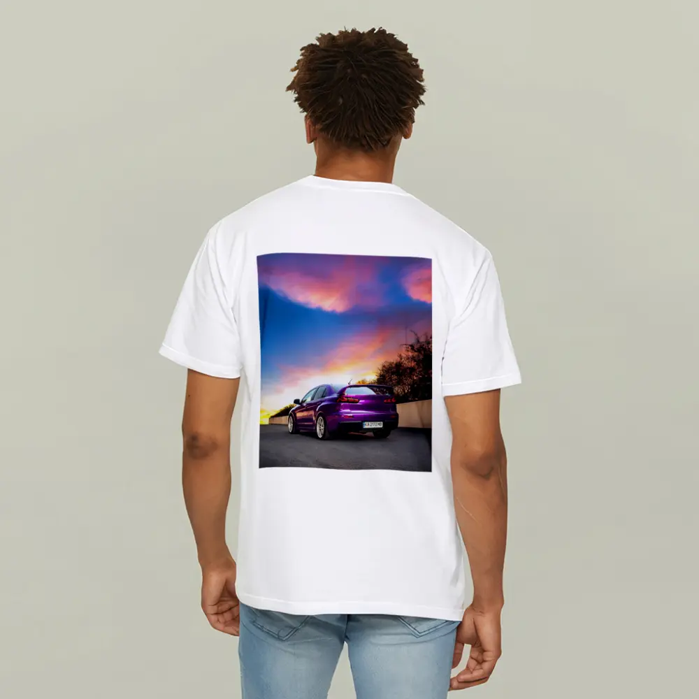 Mitsubishi Lancer Evolution Purple Sunset Sky – T-Shirts