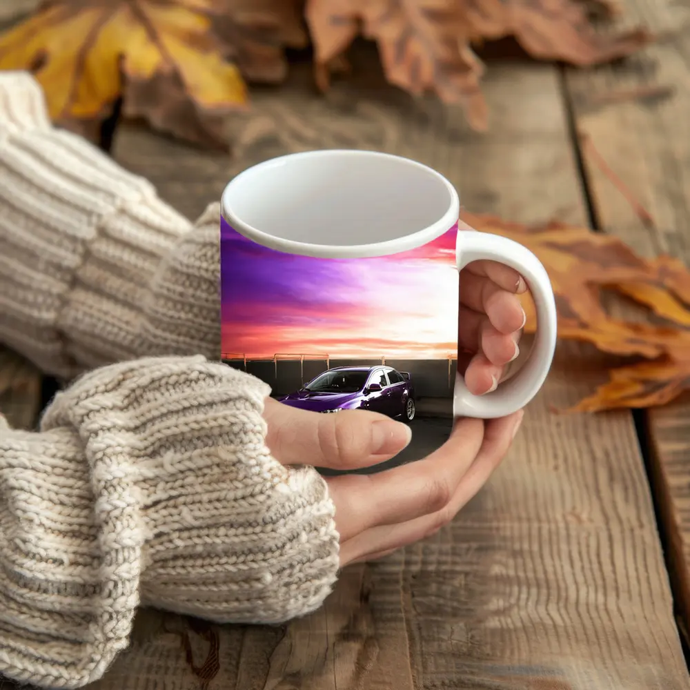 Mitsubishi Lancer Purple Car Sunset Sky – Mugs