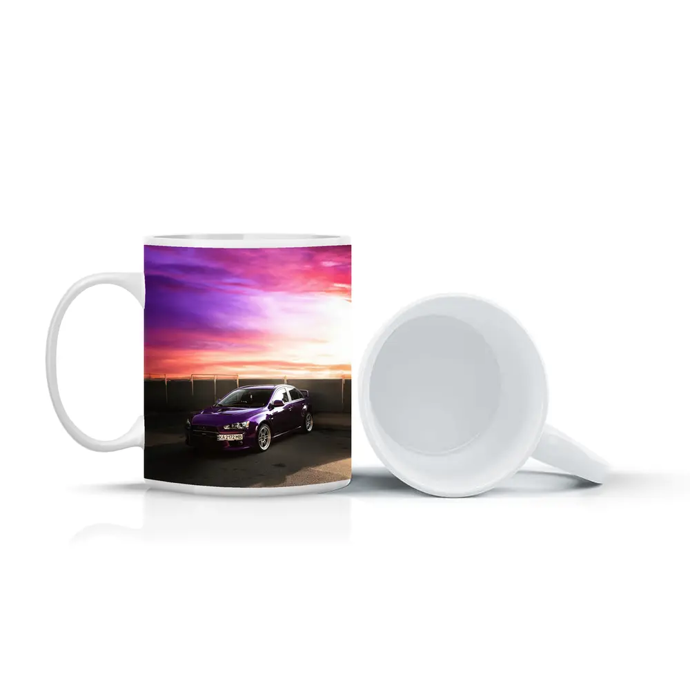 Mitsubishi Lancer Purple Car Sunset Sky – Mugs