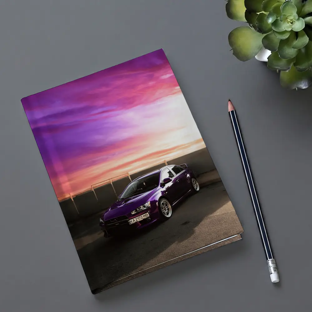 Mitsubishi Lancer Purple Car Sunset Sky – Notebooks