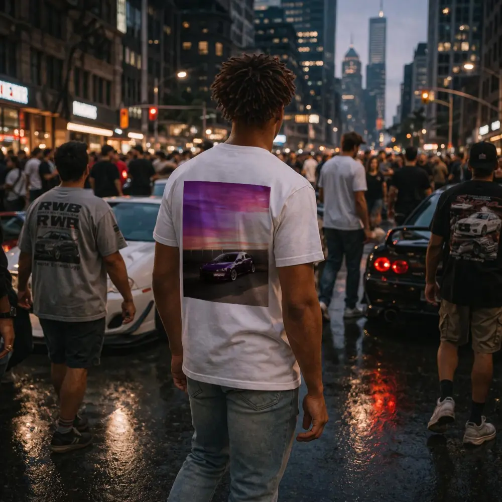 Mitsubishi Lancer Purple Car Sunset Sky – T-Shirts