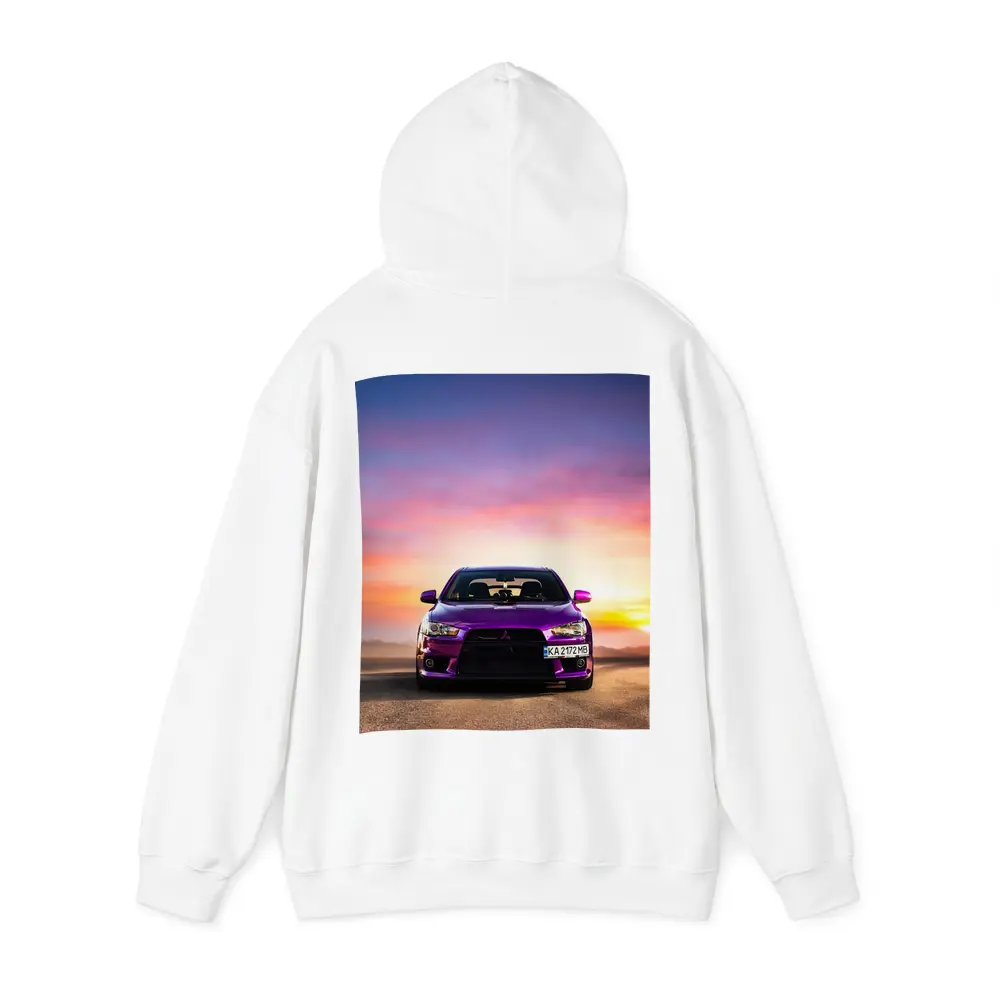 Mitsubishi Lancer Purple Car Sunset Sky – Hoodies