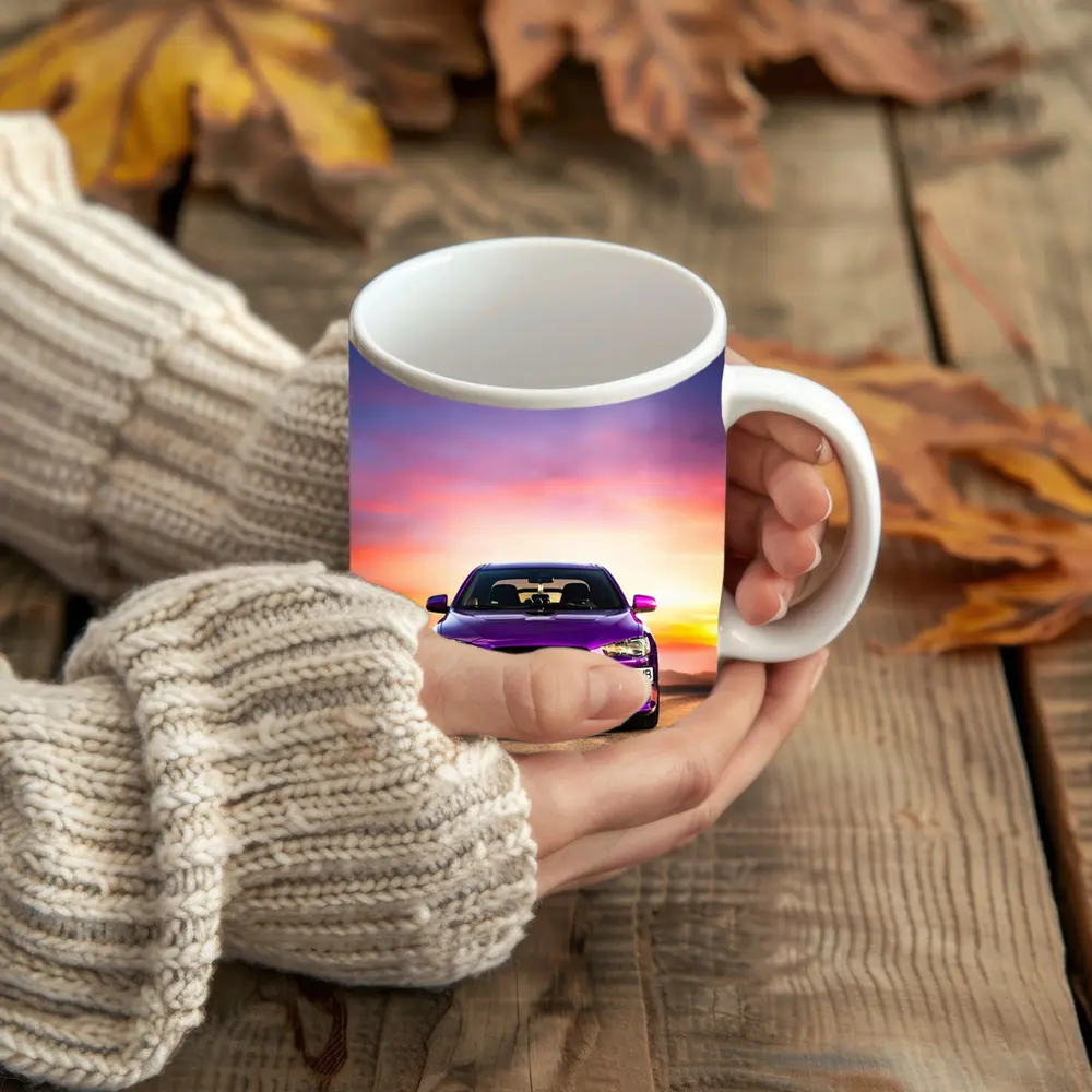 Mitsubishi Lancer Purple Car Sunset Sky – Mugs