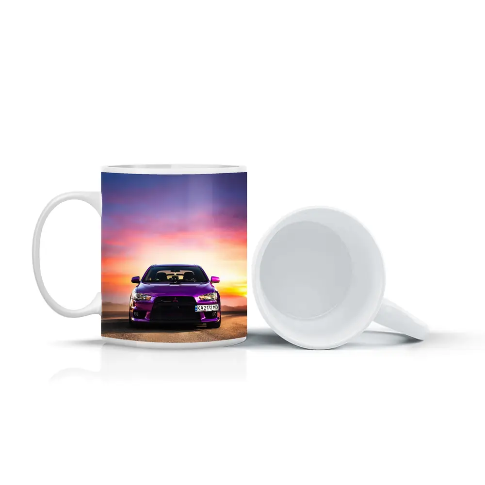 Mitsubishi Lancer Purple Car Sunset Sky – Mugs